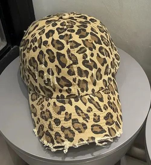 Other Retro punk vintage leopard distressed raw cap hat Size ONE SIZE - 5 Thumbnail