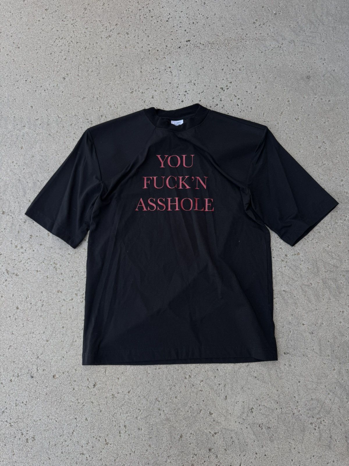 SSENSE × Vetements “You Fuck'n Asshole” Football Shoulder T