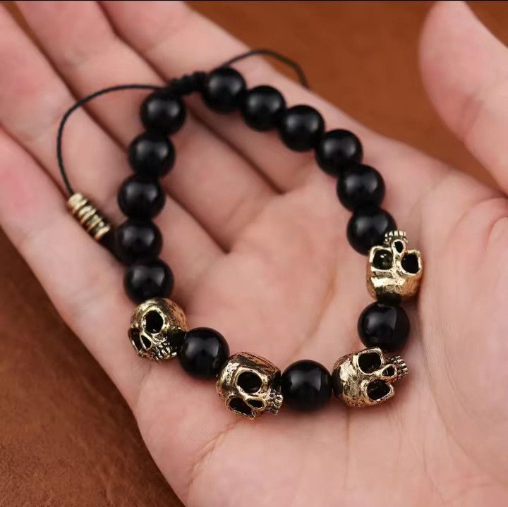 Jewelry Vintage Agate Skull Bracelet Size ONE SIZE - 4 Thumbnail