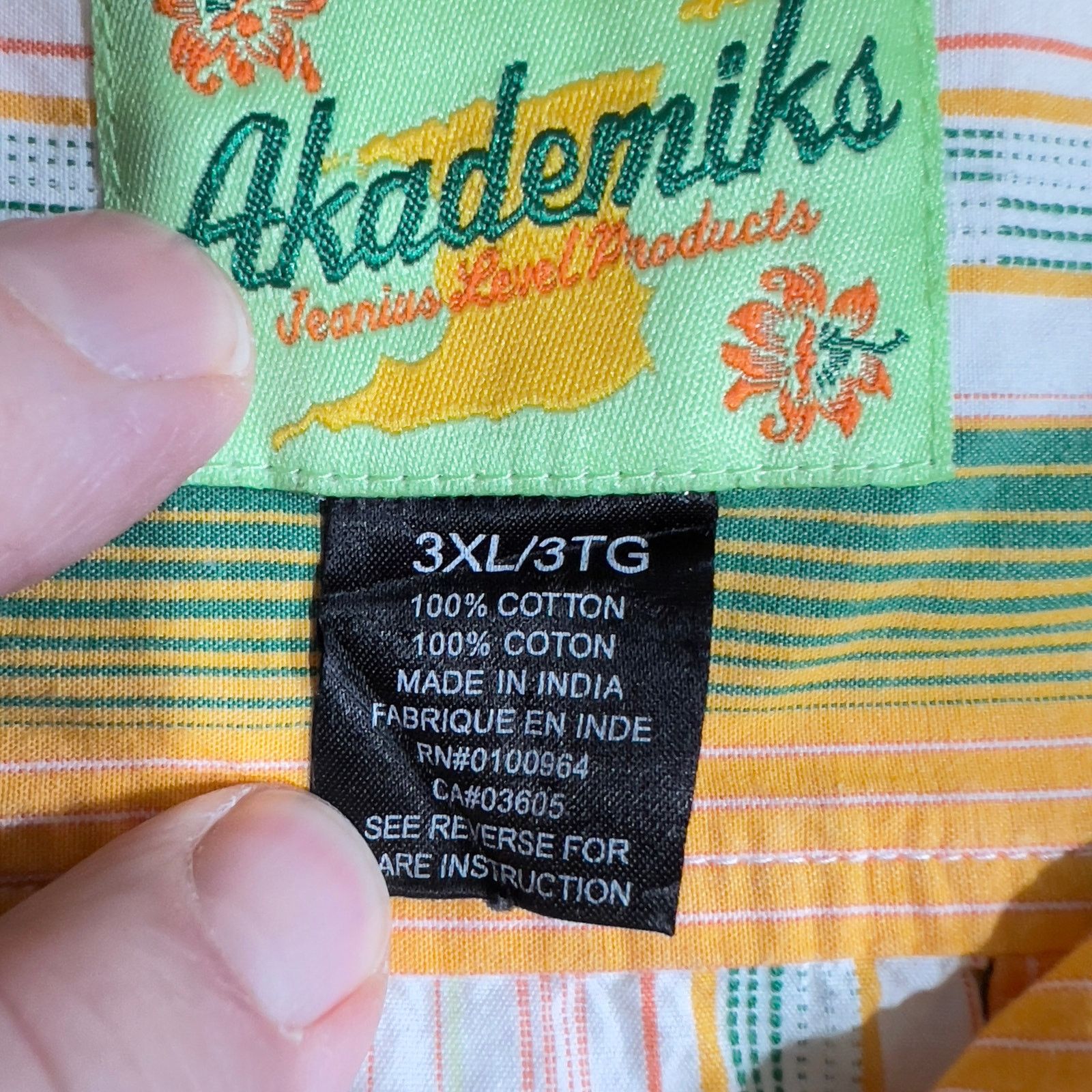 Akademiks Akademiks Button Shirt Mens 3XL Green Yellow Stripe 90s XXXL Size US XXL / EU 58 / 5 - 2 Thumbnail