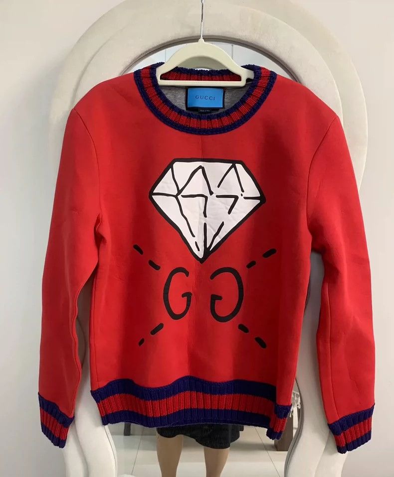 Gucci Gucci Double Glogo diamond print knitted collar sweatshirt Size US L / EU 52-54 / 3 - 1 Thumbnail