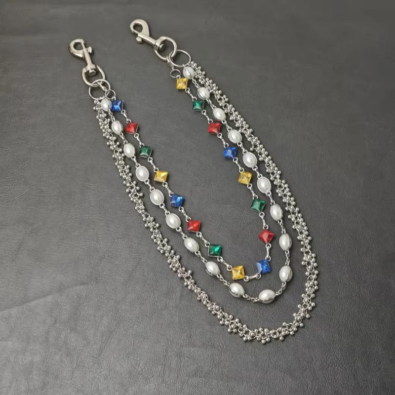 Jewelry Delicate Color Rhinestone Three Layers Pearl Pants Chain Size ONE SIZE - 5 Thumbnail