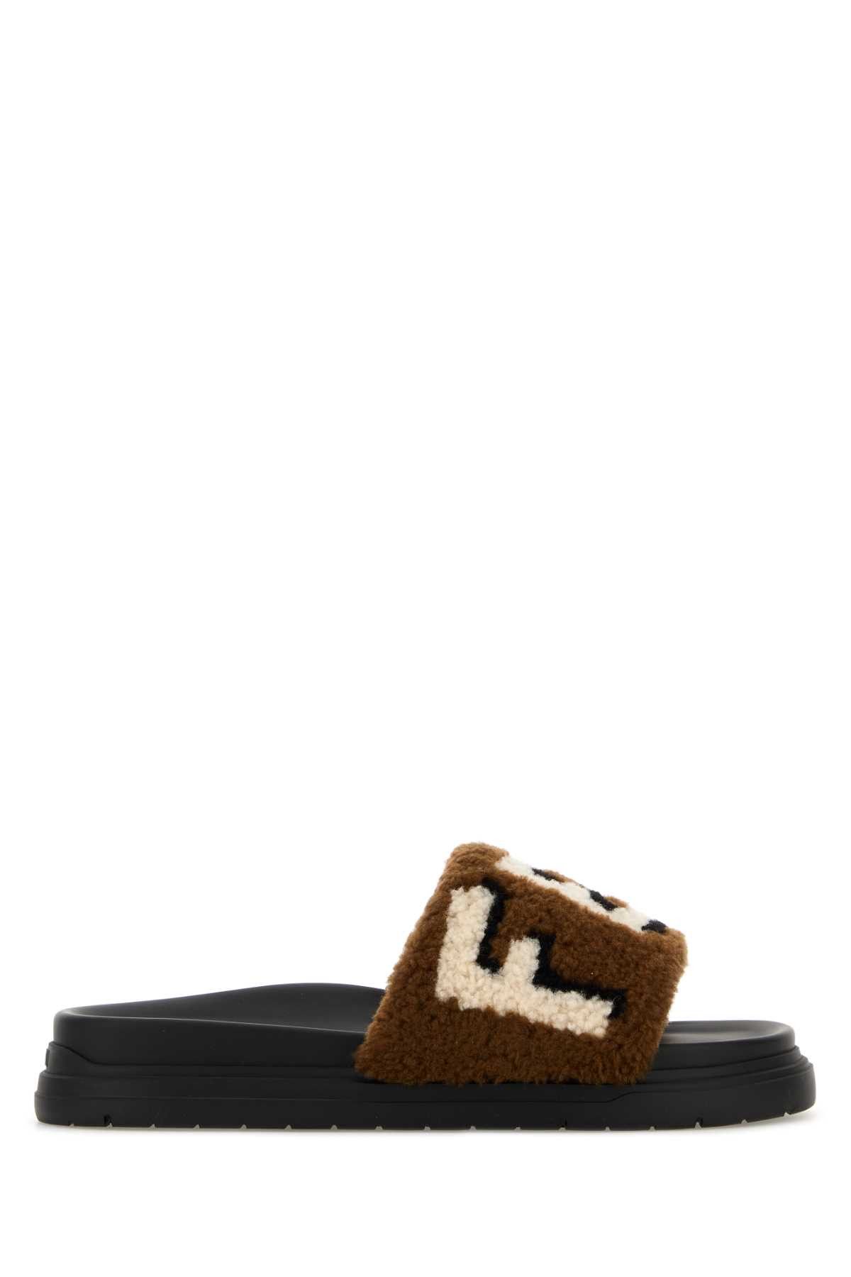 Fendi Multicolor Shearling Slippers Size US 10 / EU 43 - 1 Thumbnail