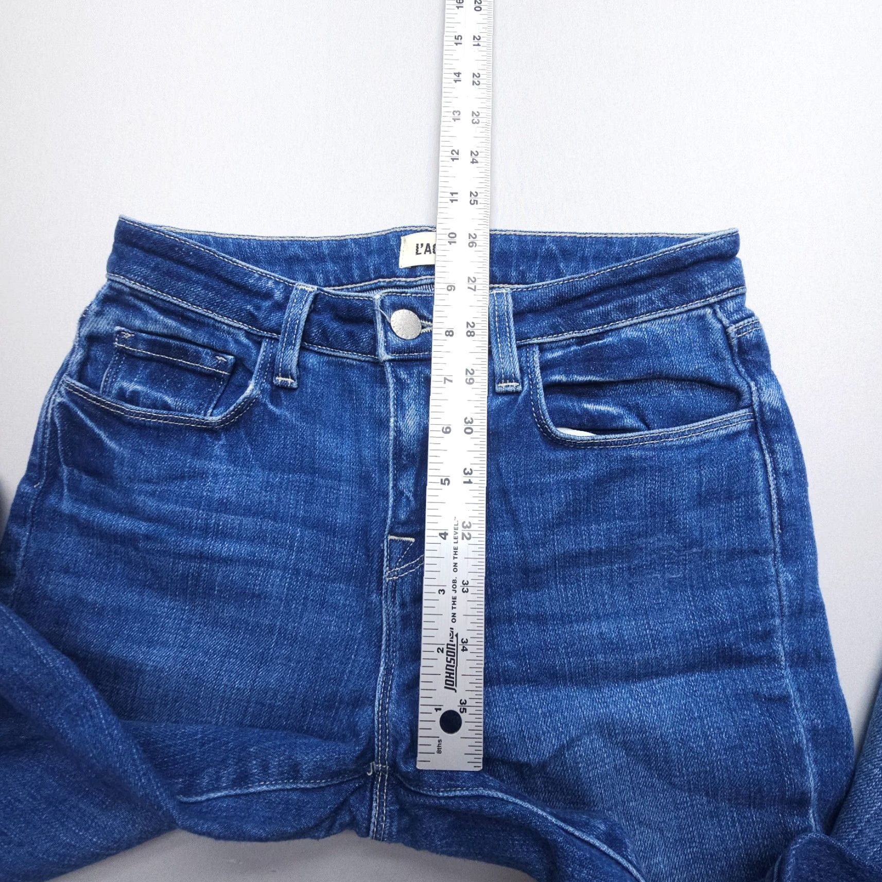 L'AGENCE VINTAGE L'AGENCE Ali Slim Flare Jean Maywood Womens 24 Blue USA Made Stretch Denim Size 42" / US 20 - 7 Thumbnail