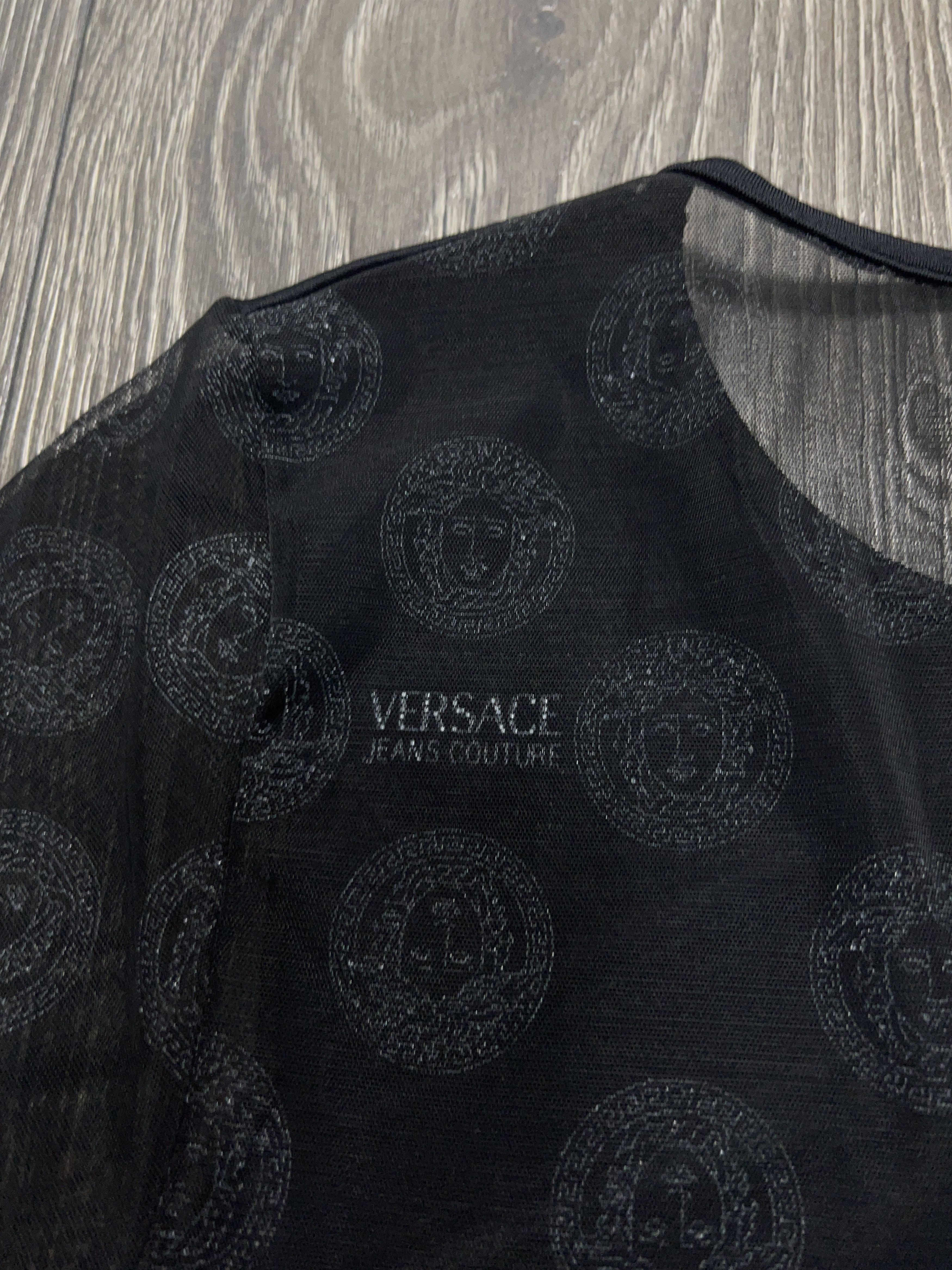 Versace Jeans Couture Womens Mesh T Shirt Tee Short Sleeve Black Vintage Size S / US 4 / IT 40 - 9 Thumbnail