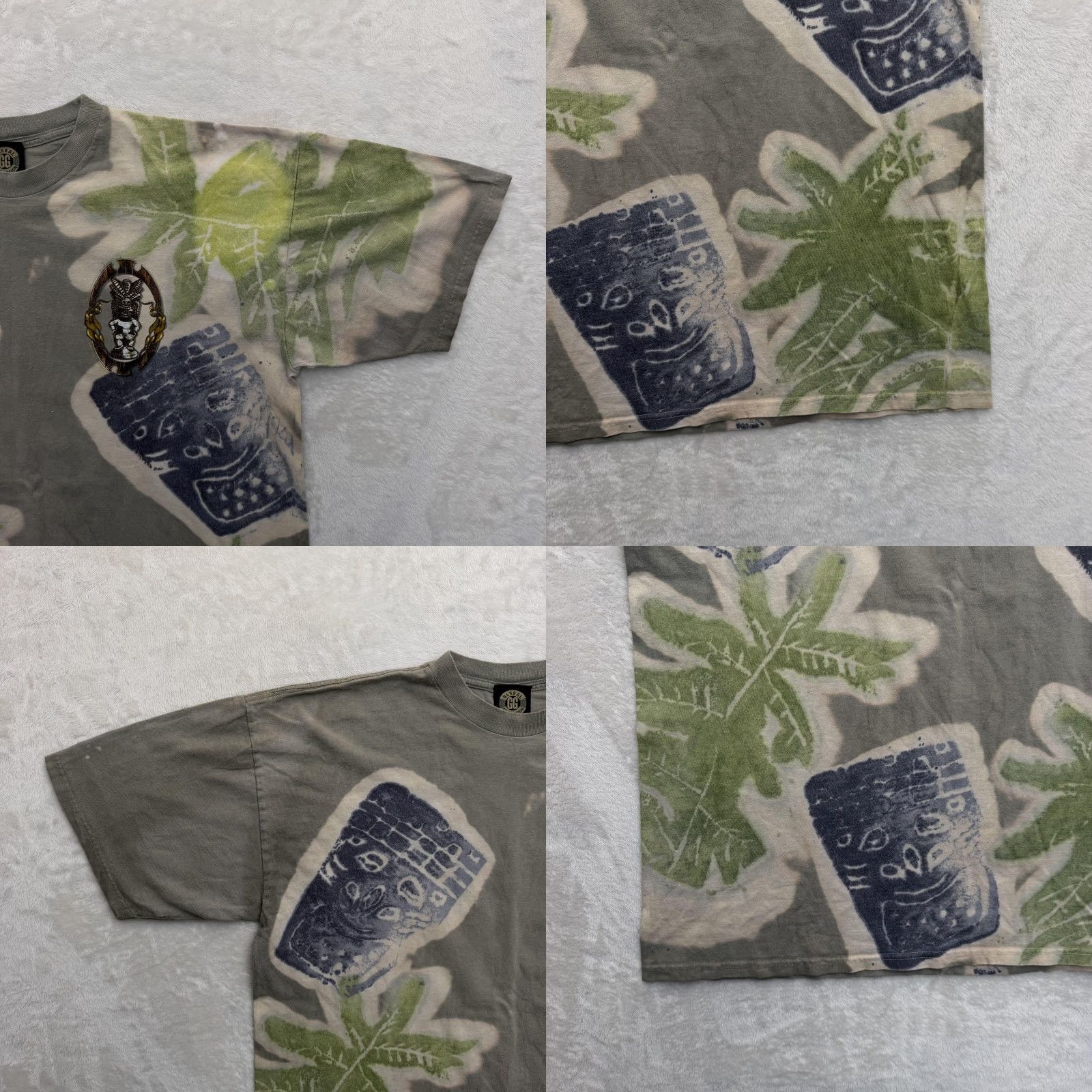 Vintage Global Generation Shirt Mens Large Gray Tiki Mask Palm All Over Graphic Tee Size US L / EU 52-54 / 3 - 9 Thumbnail
