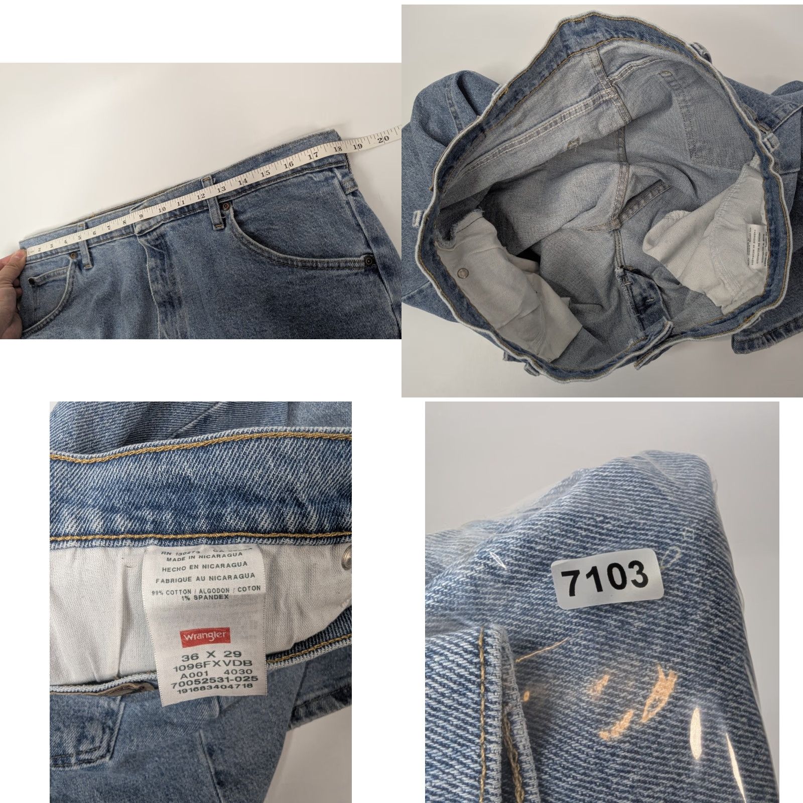 Wrangler VINTAGE Wrangler Jeans Mens 36x29 Denim Blue Straight Leg 5-Pocket Regular Fit Zipper Fly Belt Loops Cotton Spandex Denim 1096FXVDB Size US 36 / EU 52 - 8 Thumbnail