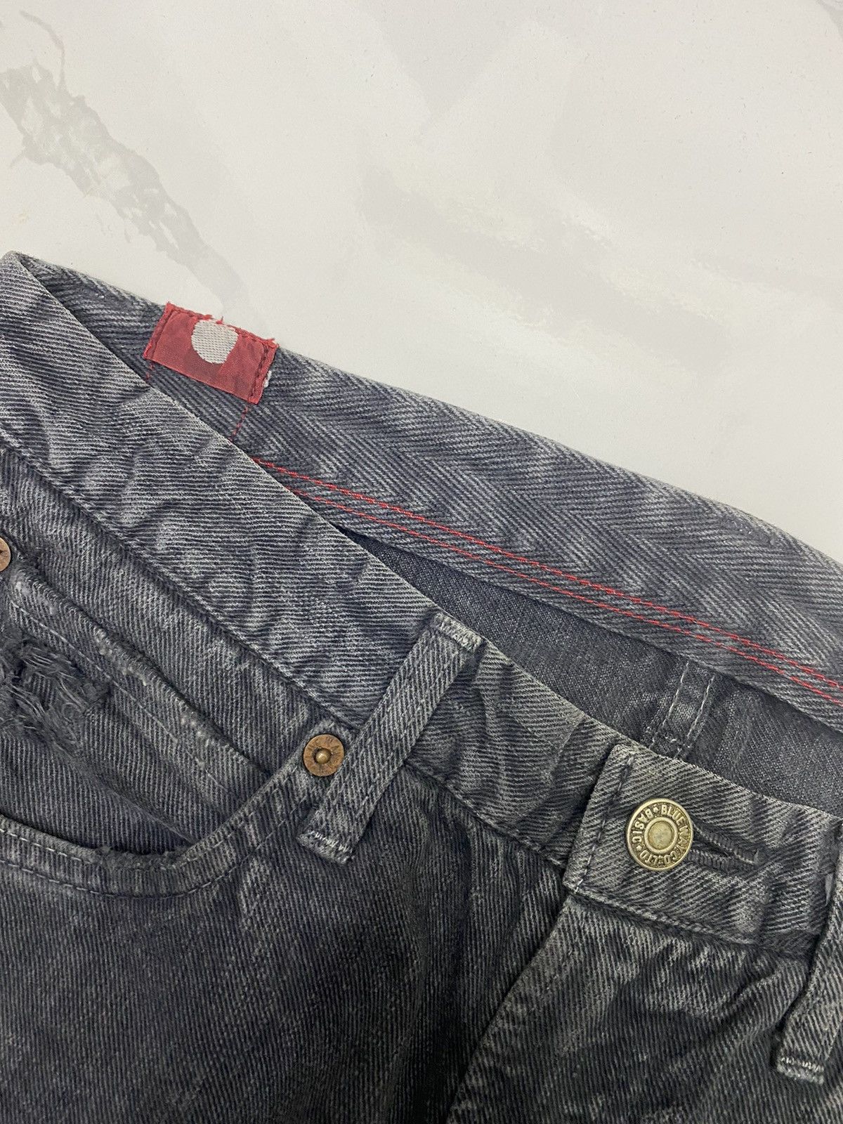 If Six Was Nine Flare Jeans Blue Way Mud Wash Distressed Bootcut Jeans Size US 31 - 7 Thumbnail