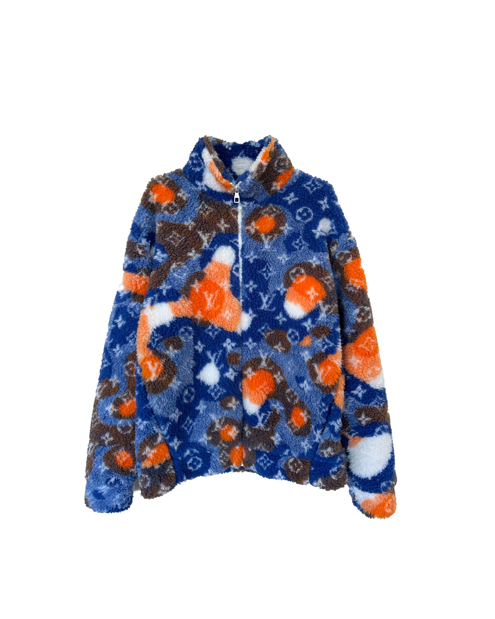 image of Louis Vuitton Blue & Orange Camo Monogram Fleece Jacket, Men's (Size Large)