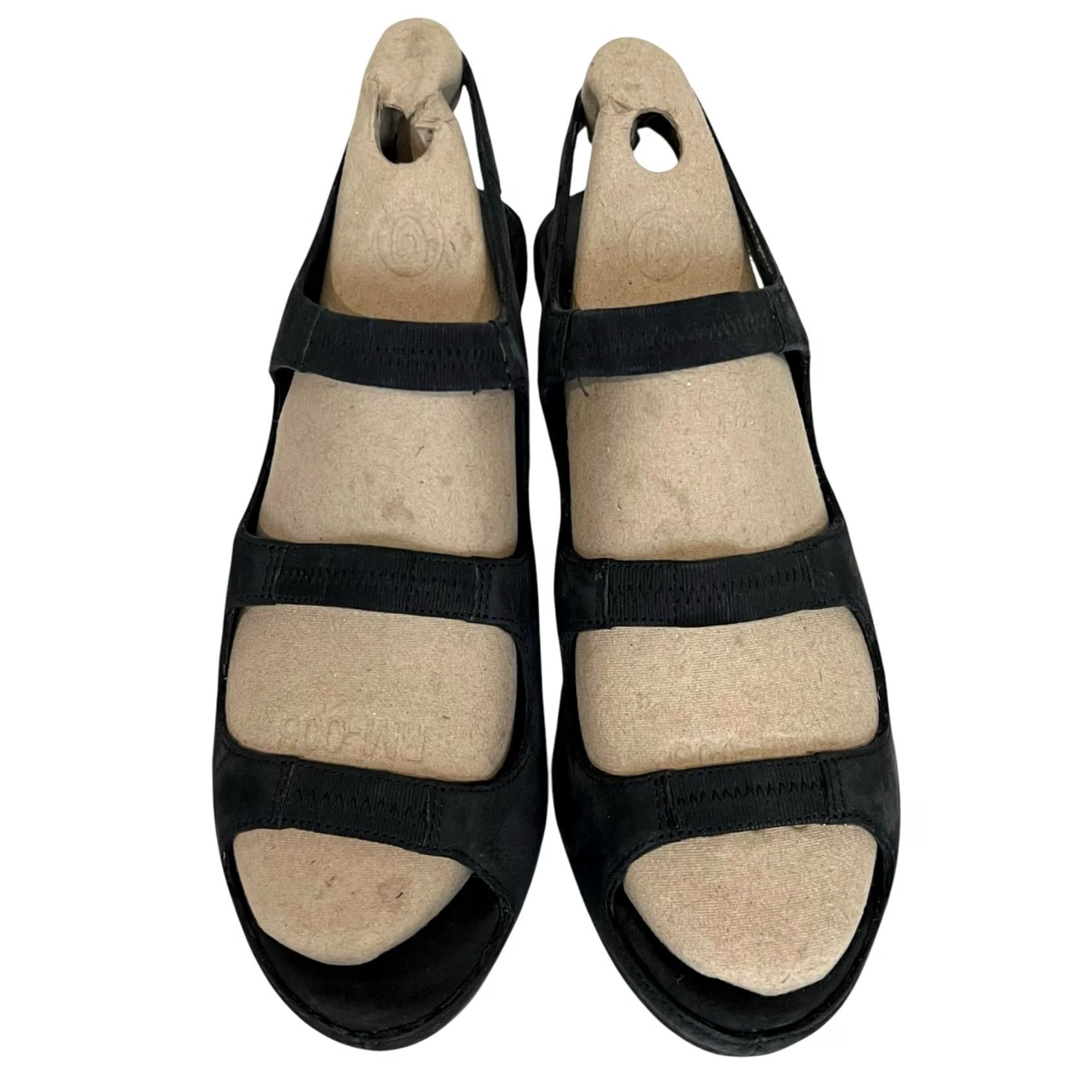 Eileen Fisher Eileen Fisher Slingbacks Wedge Sandals Black Leather Triple Strap Women’s Sz 8.5 Size US 9 / IT 39 - 3 Thumbnail
