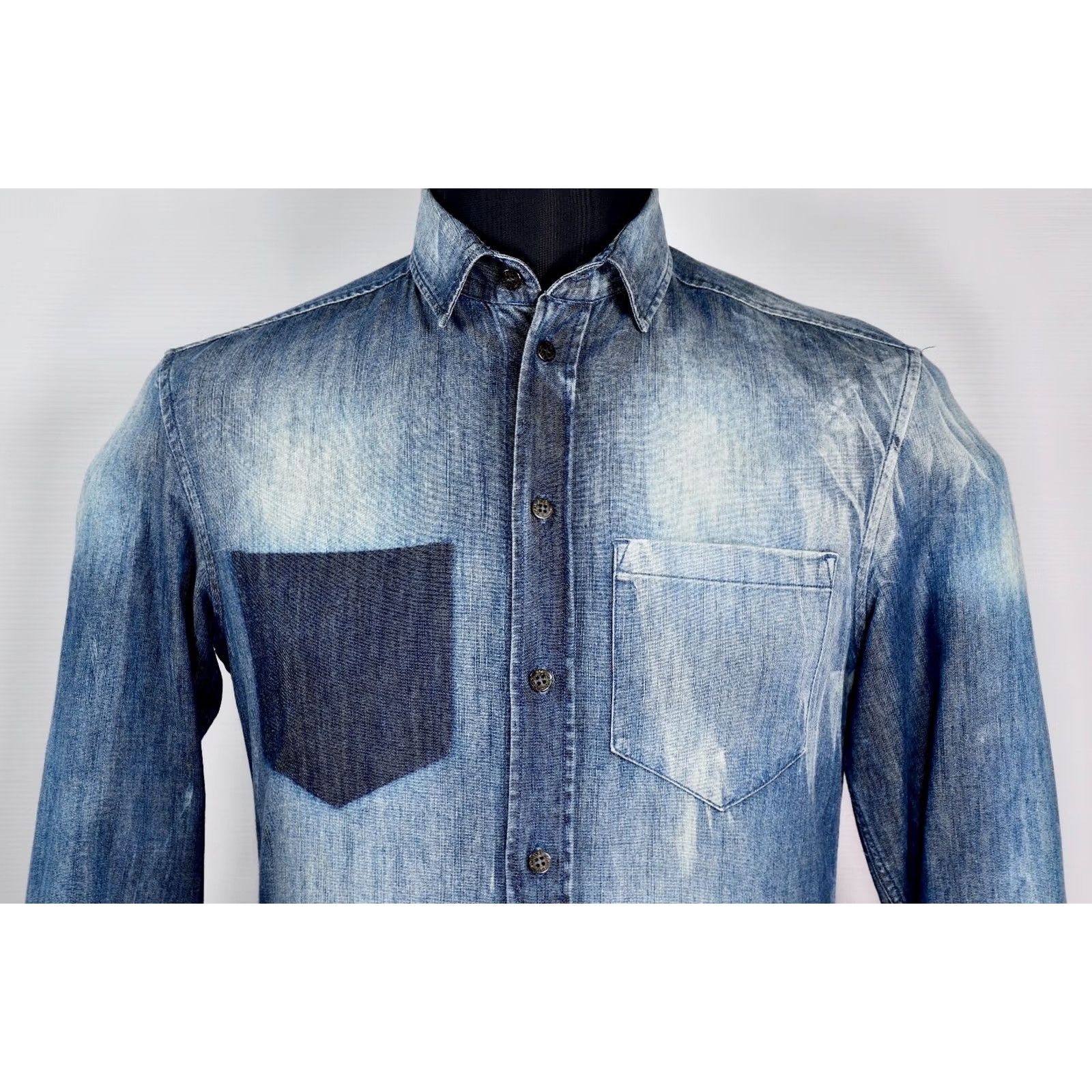 Dolce & Gabbana Dolce&Gabbana D&G Slim Denim Shirt Men 39 Blue Button-Up Casual Cotton Denim Slimming Long Sleeve Solid Shirt Mens Size US L / EU 52-54 / 3 - 2 Thumbnail