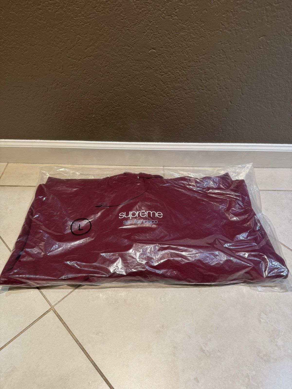Supreme San Francisco SF Classic Logo Shop Hoodie Burgundy
