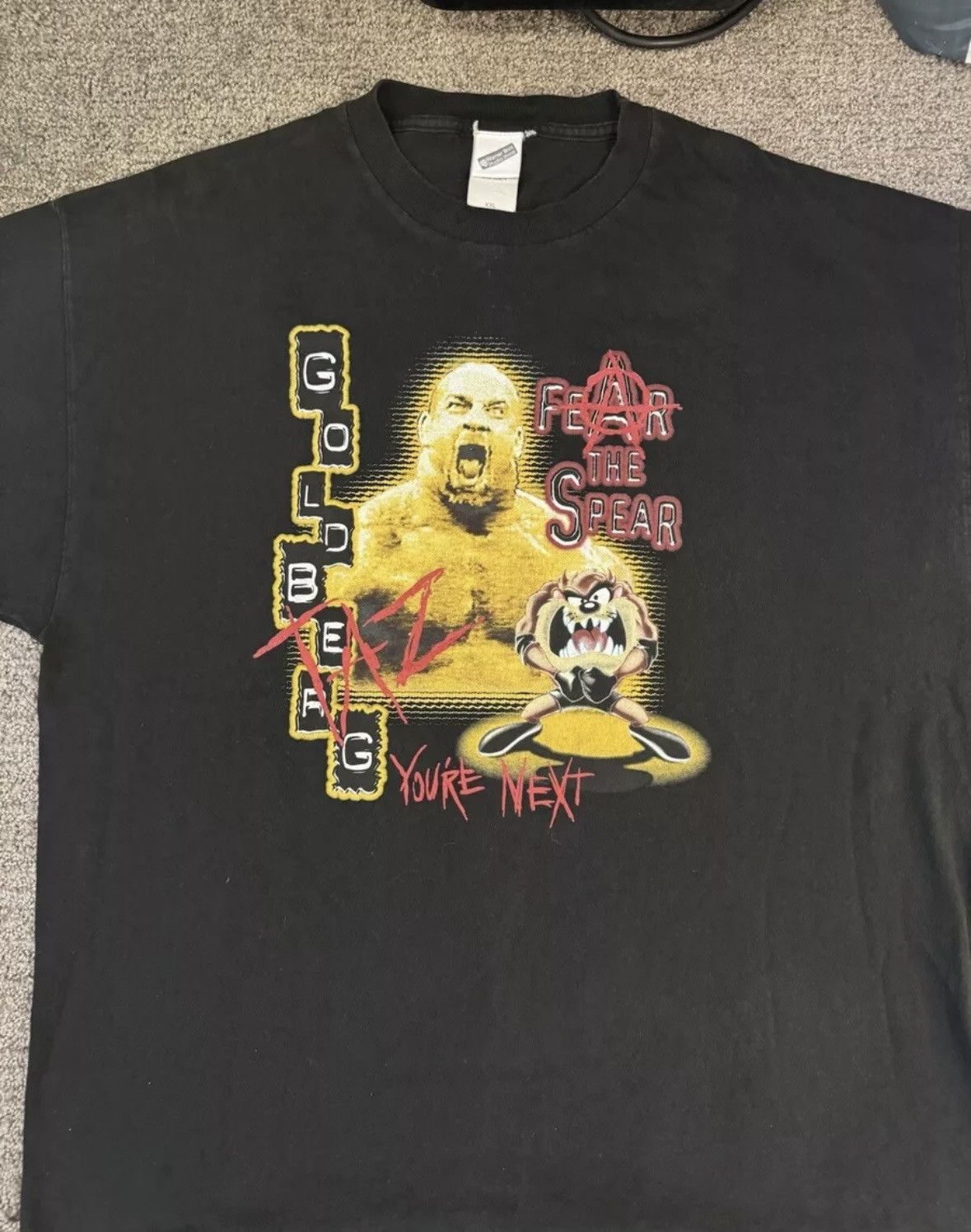 RARE VINTAGE WARNER BROS STUDIOS WWE GOLBERG X TAZ XXL