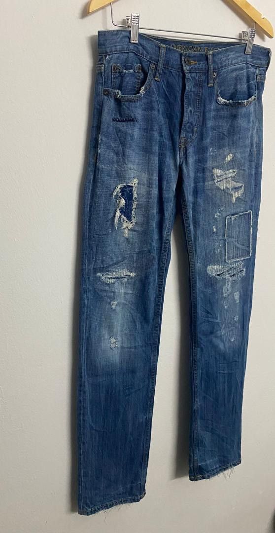 American Eagle Outfitters American Eagle Distressed Patchwork Denim Jeans Grunge Boro Size US 33 - 6 Thumbnail