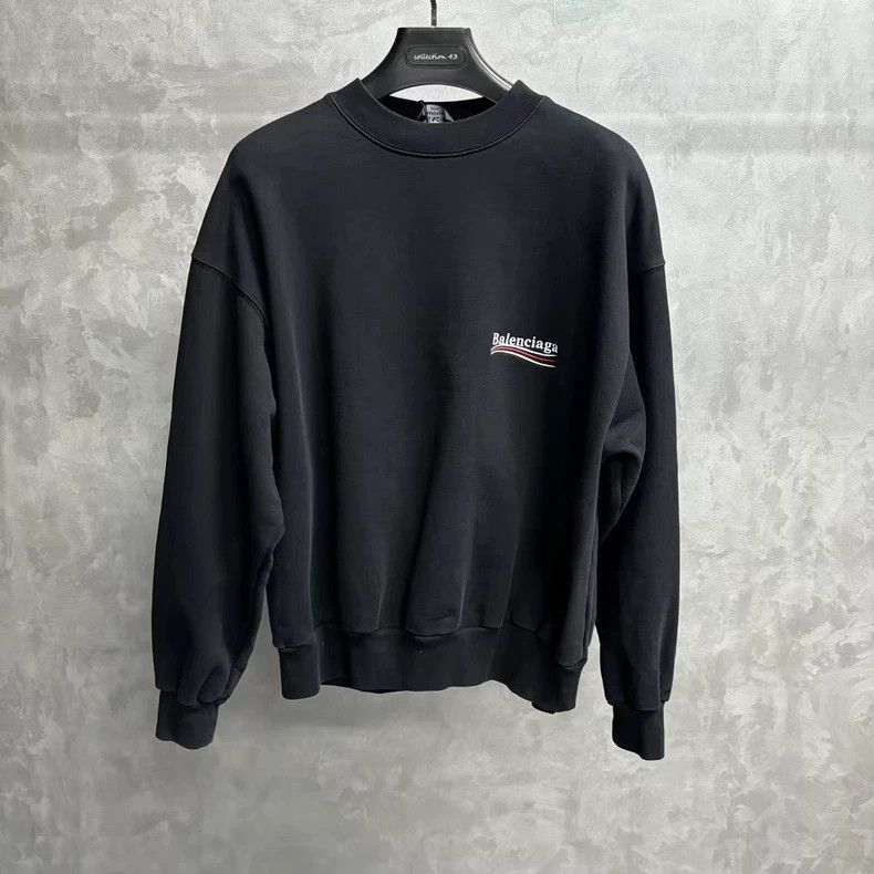 Balenciaga Black Embroidered Balenciaga Logo Sweatshirt-25