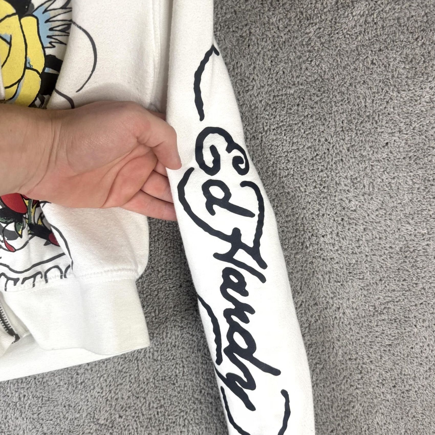 Ed Hardy Ed Hardy Hoodie Womens L White Full Zip Cropped Tattoo Eagle Graphic Fleece Size L / US 10 / IT 46 - 5 Thumbnail