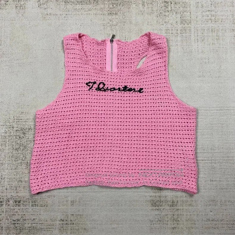 Bode Three Quarters Pink Crochet Sleeveless Top. Size US M / EU 48-50 / 2 - 1 Thumbnail