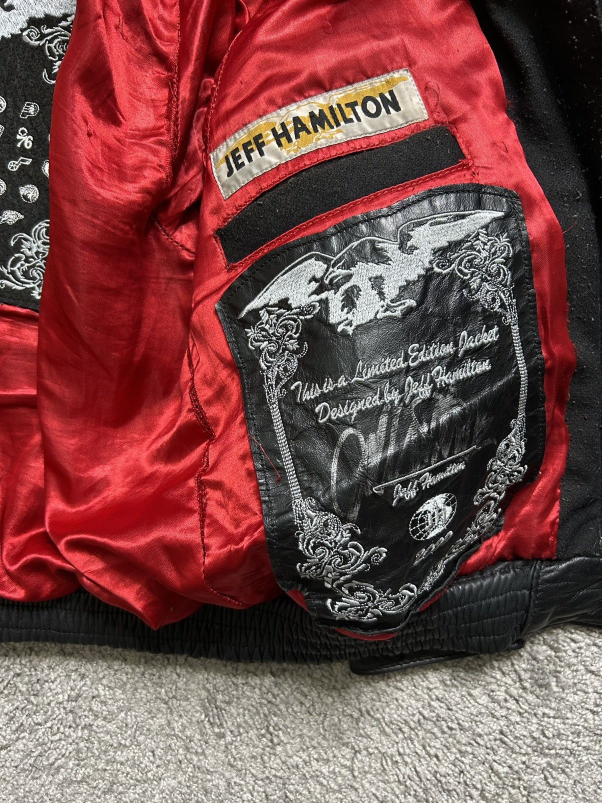 Jeff Hamilton Jeff Hamilton NBA Mega Patches Leather Wool Jacket AOP Rare Size US M / EU 48-50 / 2 - 8 Thumbnail