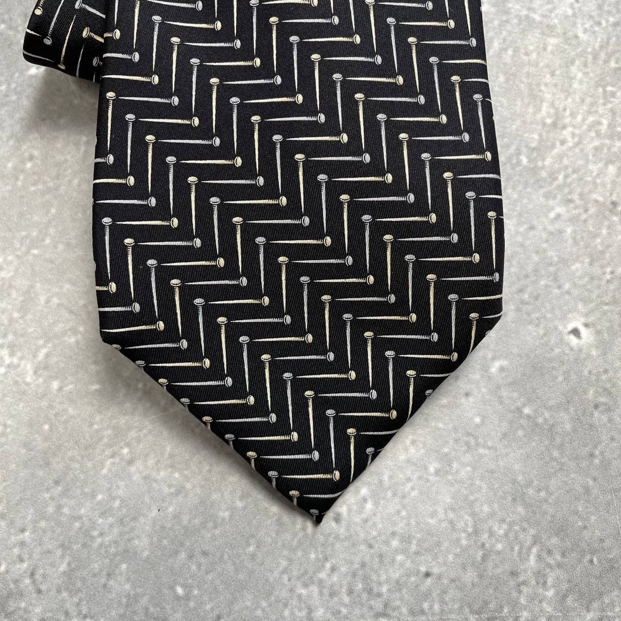 Designer × Gianfranco Ferre × Vintage Vintage Gianfranco Ferre Studio Nails Print Silk Tie Size ONE SIZE - 2 Thumbnail