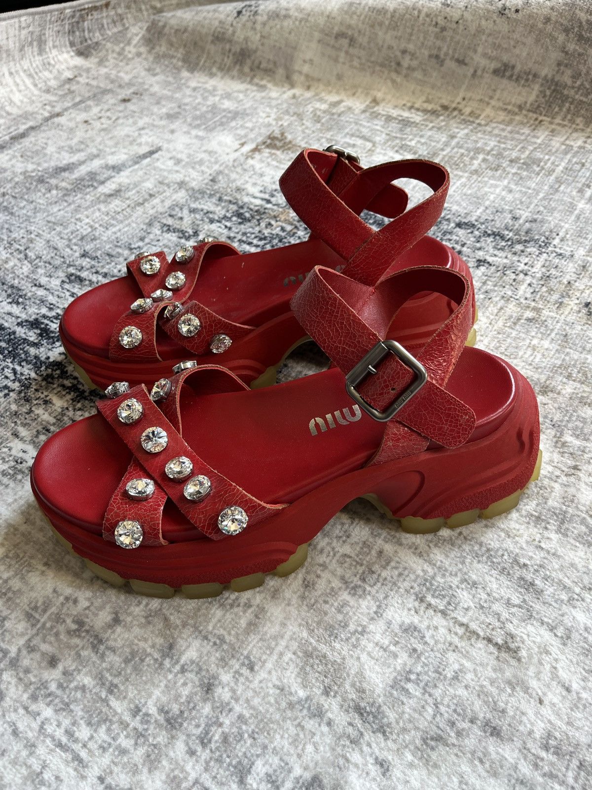 Miu Miu Miu Miu Red Platform Sandals (unisex) Size US 11 / IT 41 - 2 Thumbnail
