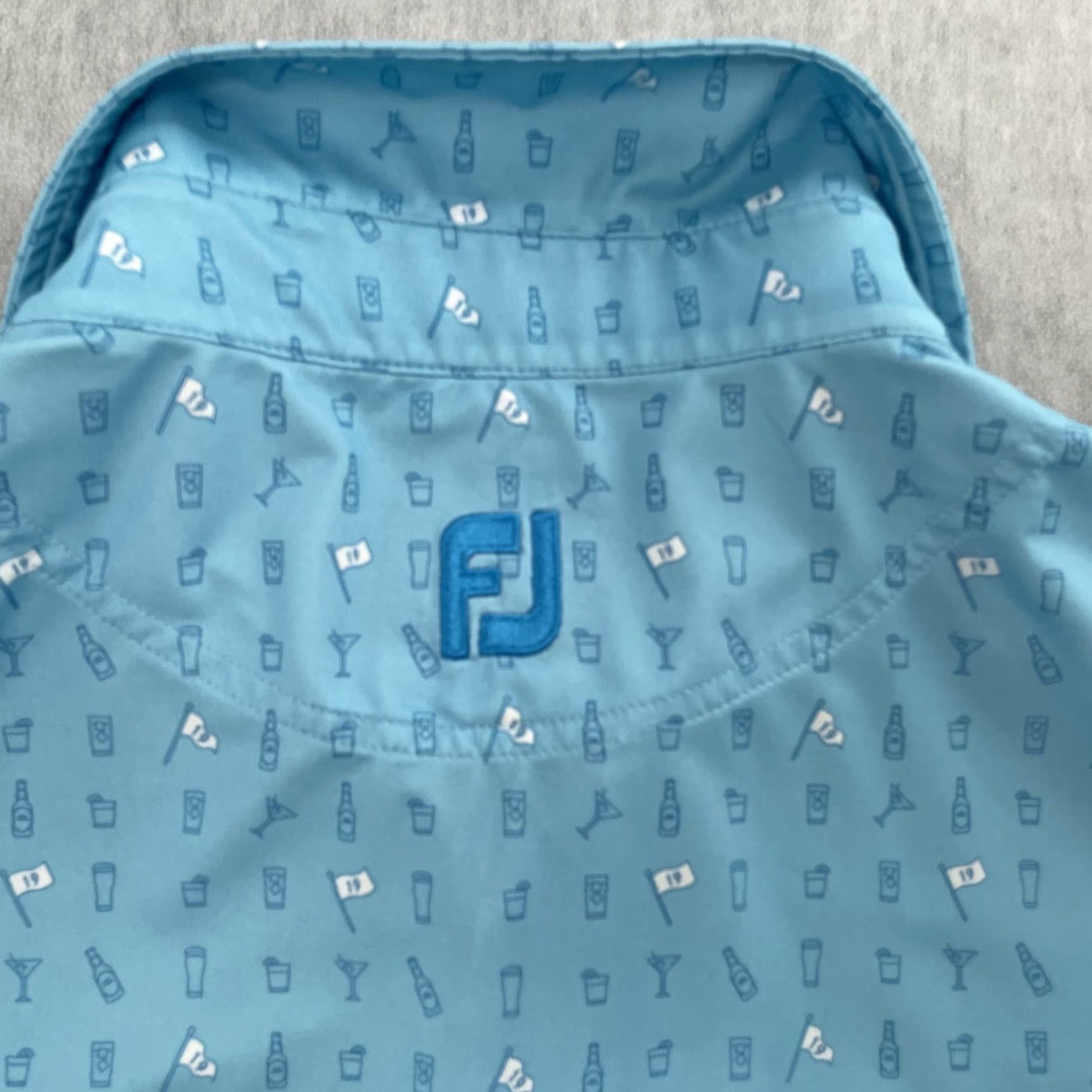 Footjoy FootJoy Polo Shirt Adult Medium Blue Geometric Print Golf Mens M Size US M / EU 48-50 / 2 - 4 Thumbnail