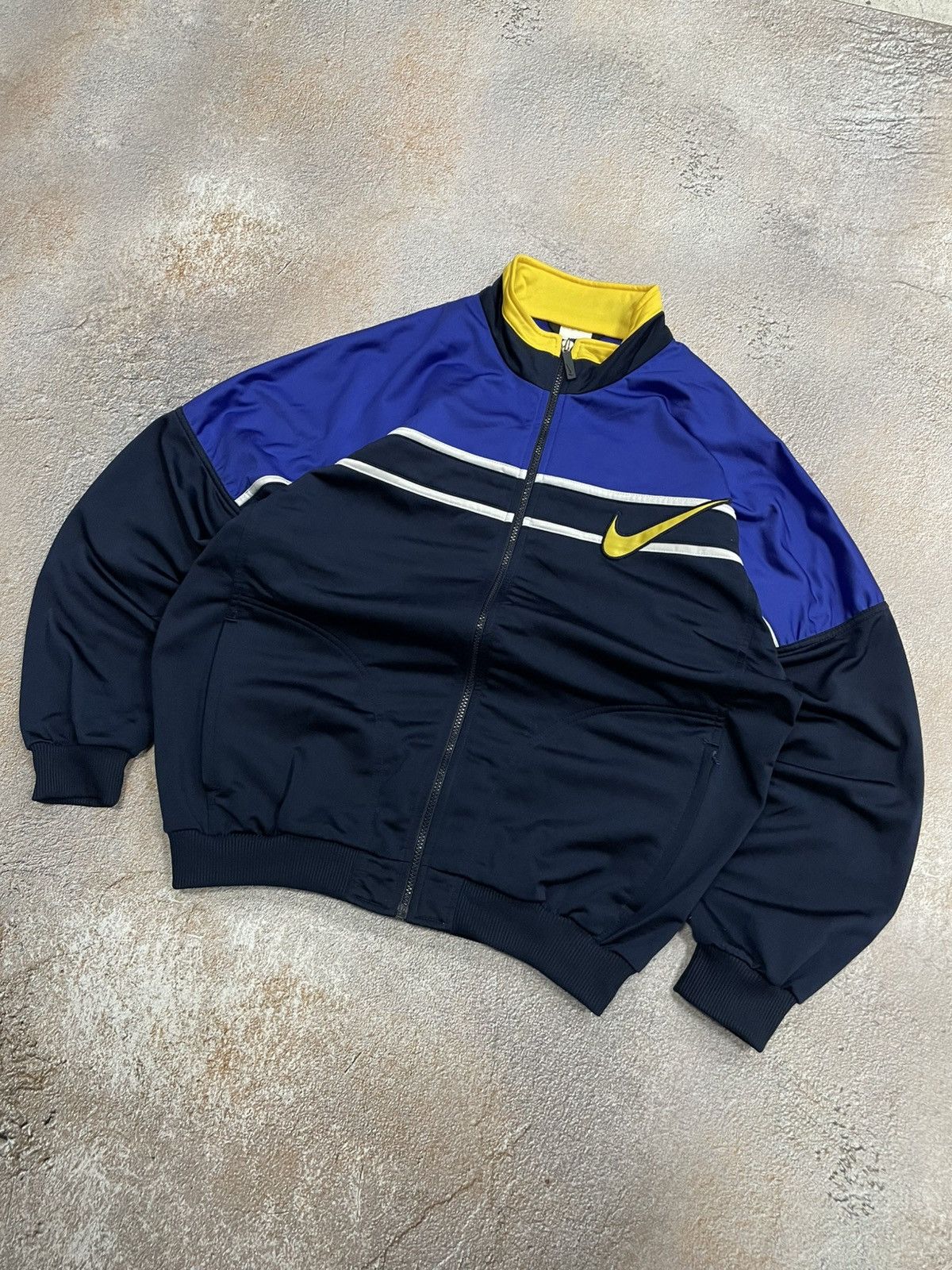 Nike Vintage Nike Big Swoosh Cotton Track Jacket Size US M / EU 48-50 / 2 - 2 Thumbnail