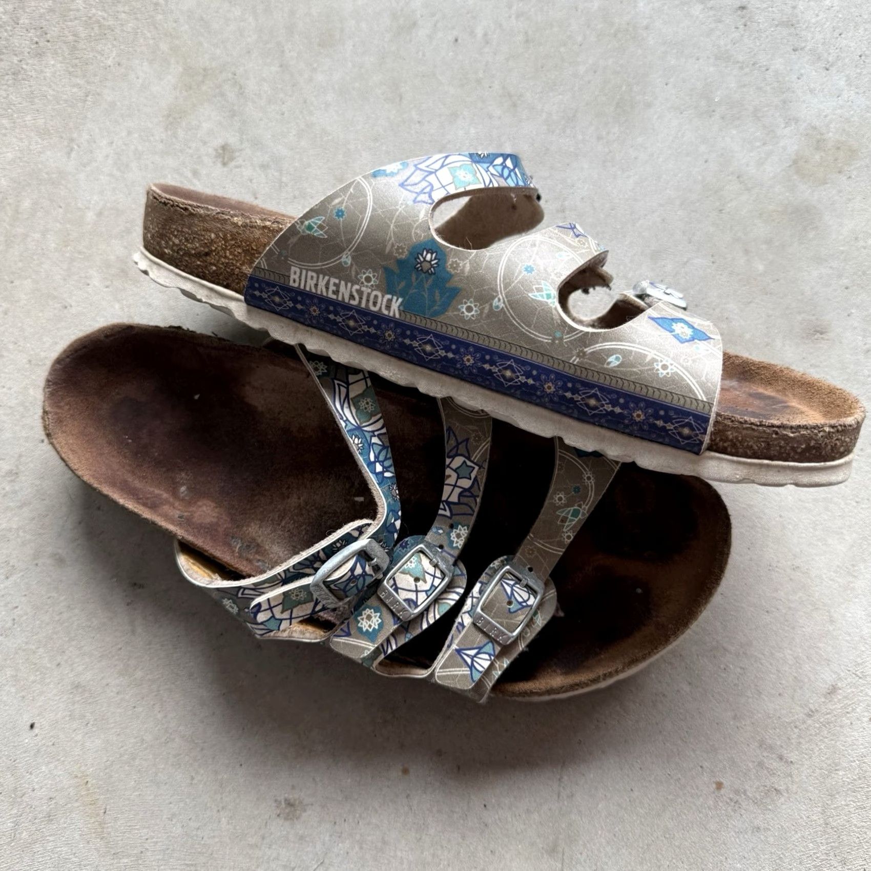 Birkenstock Birkenstock Florida Birko Flor Ancient Mosaic Taupe Womens Size EU 38 US 7 Sandal Multicolor Footbed Sandals Womens Size US 7 / IT 37 - 2 Thumbnail