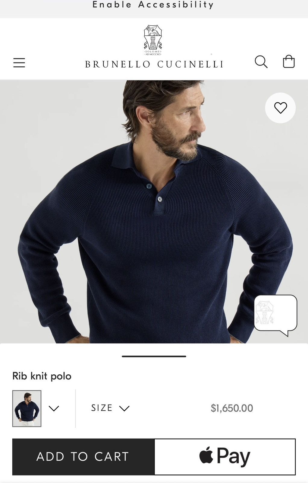 Brunello Cucinelli Brunello Cucinelli Knit Long-sleeved Navy Blue Polo Sweater Size US M / EU 48-50 / 2 - 6 Thumbnail