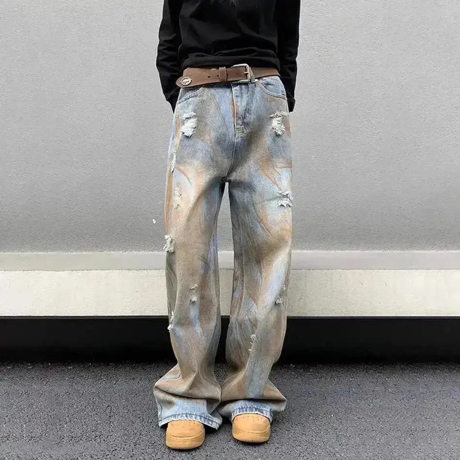 Japanese Brand Vintage Hip Hop Ripped Jeans Men Distressed Print Denim Pant Size US 30 / EU 46 - 1 Thumbnail