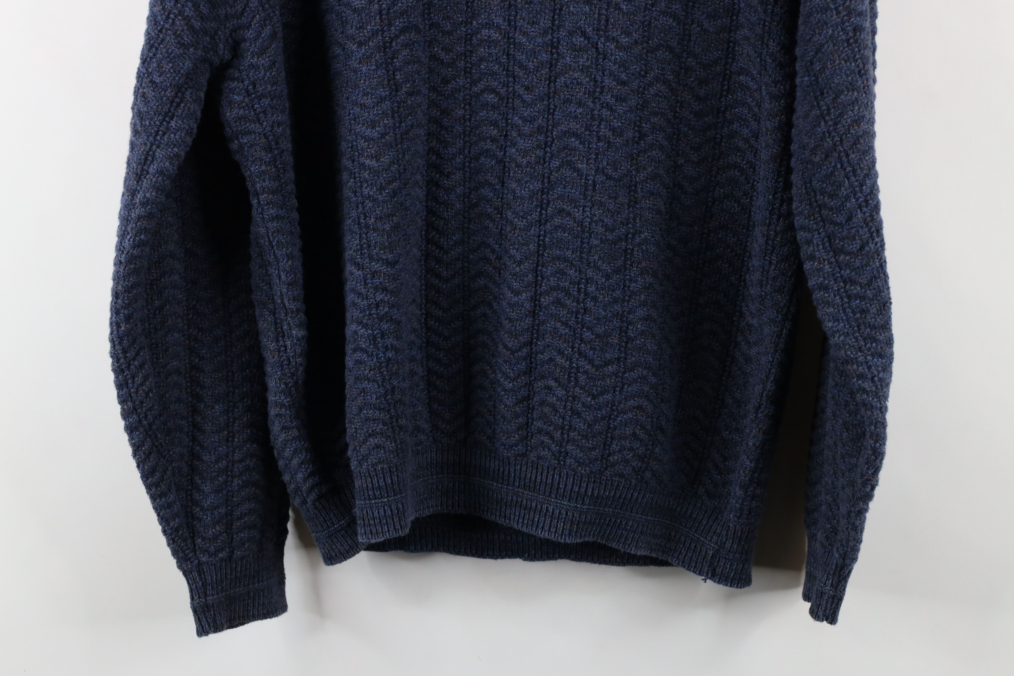 Vintage Vintage 90s Streetwear Herringbone Knit Sweater Blue Size US L / EU 52-54 / 3 - 8 Thumbnail