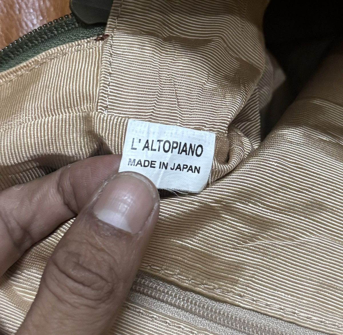 Japanese Brand L ' ALTOPIANO Canvas Leather Bagpack Green Size ONE SIZE - 5 Thumbnail