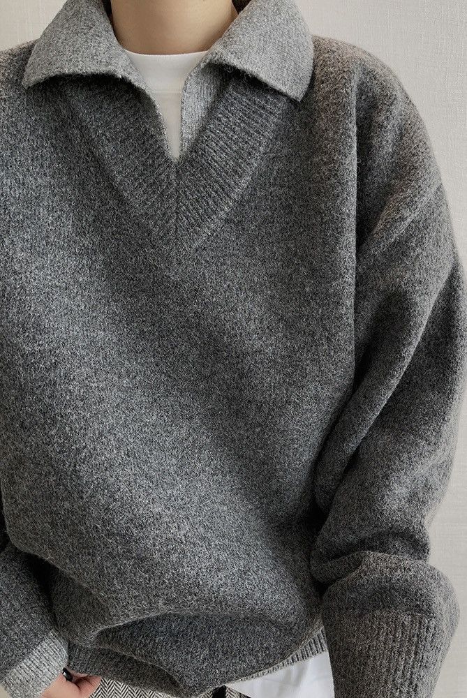 Japanese Brand × Vintage Cleanfit retro double layer effect polo sweater knitwear Size US M / EU 48-50 / 2 - 1 Thumbnail