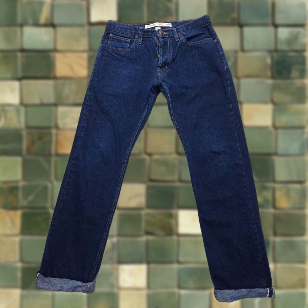 Vintage Asbury Park Jeans Mens 32 x 32 Button Fly Dark Blue 5-Pocket Denim Regular Straight USA 1874 Monte Carlo Selvedge Size US 32 / EU 48 - 1 Thumbnail