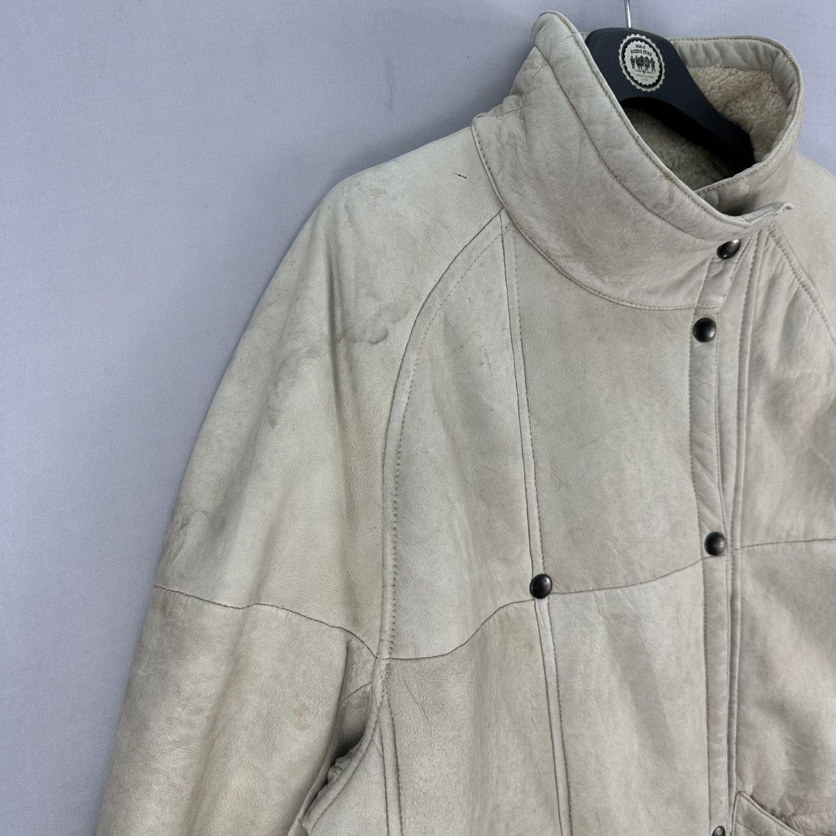 Italia Independent Vintage 80's Sheepskin Down Jacket Double Breasted Size M / US 6-8 / IT 42-44 - 2 Thumbnail
