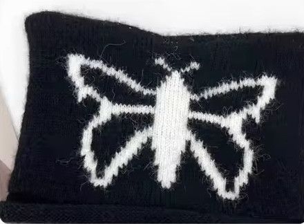 Japanese Brand Winter Thickened Butterfly Jacquard Devil Ears Beanies Cap Size ONE SIZE - 3 Thumbnail