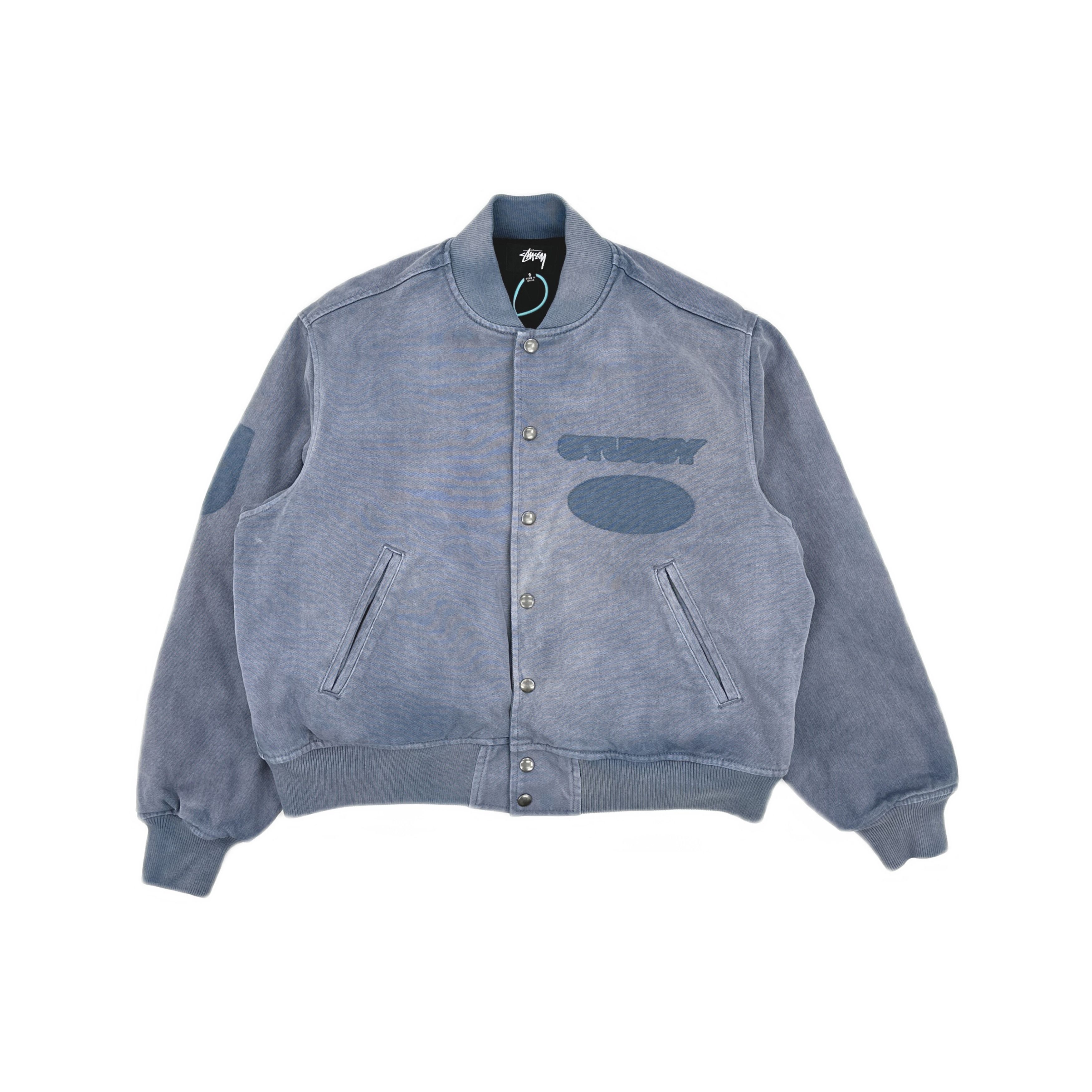 Stussy Stussy Ghost Logo Canvas Varsity Jacket Blue S Size US S / EU 44-46 / 1 - 1 Thumbnail