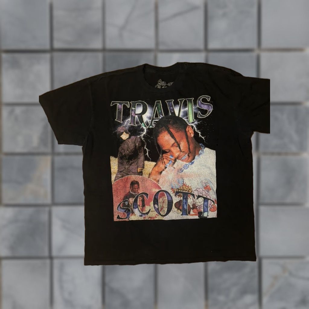 Travis Scott Travis Scott Tee T-Shirt Black XL By Sergio Calabasas 24x28 Mens Regular Size XL Rap Tee Shirt Black Mens Size US XL / EU 56 / 4 - 1 Thumbnail