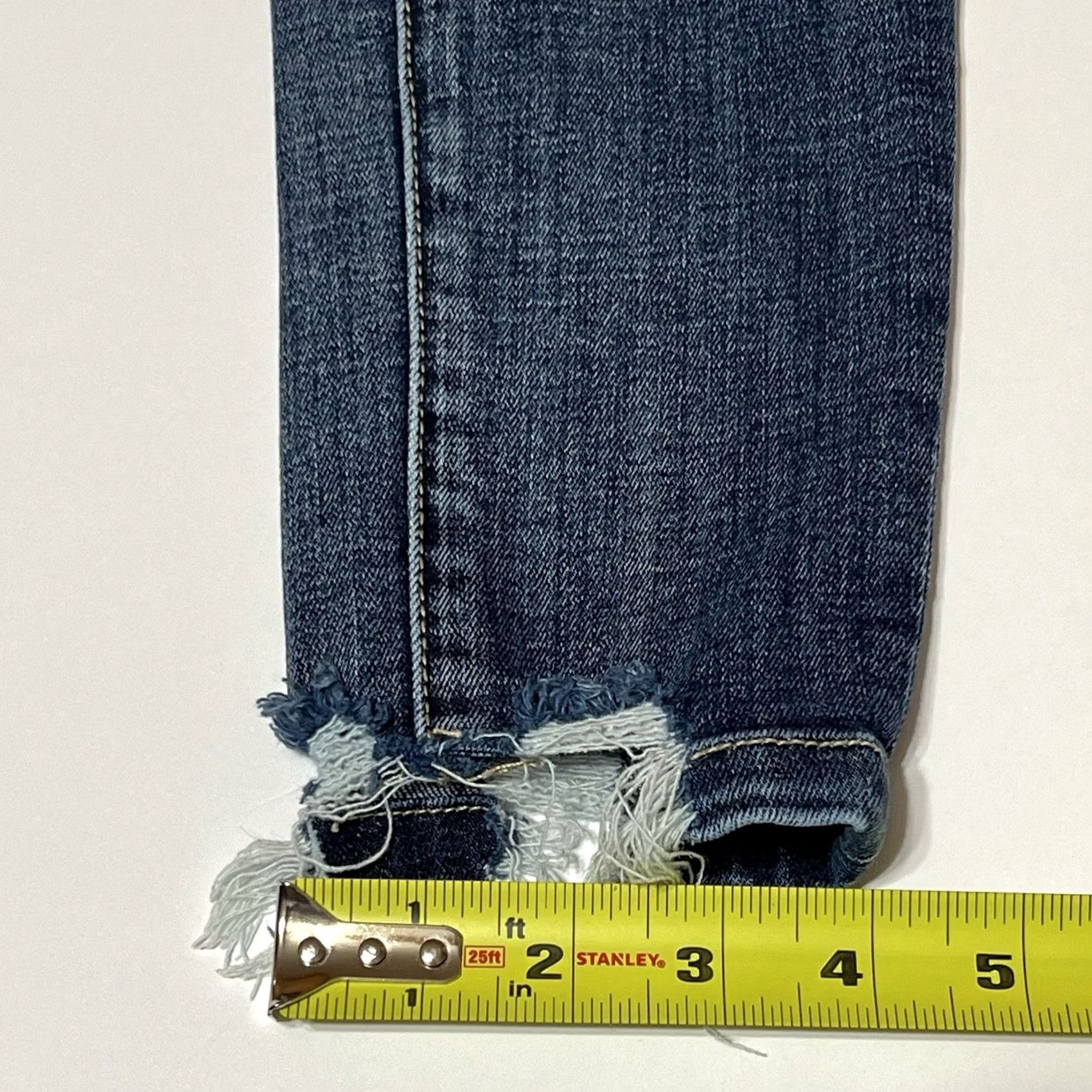 BKE BKE Stella Jeans Slim Distressed Blue 27x27 Womens Skinny Low Rise Zip Pocket Denim Stretch fringE Size 27" / US 4 / IT 40 - 7 Thumbnail