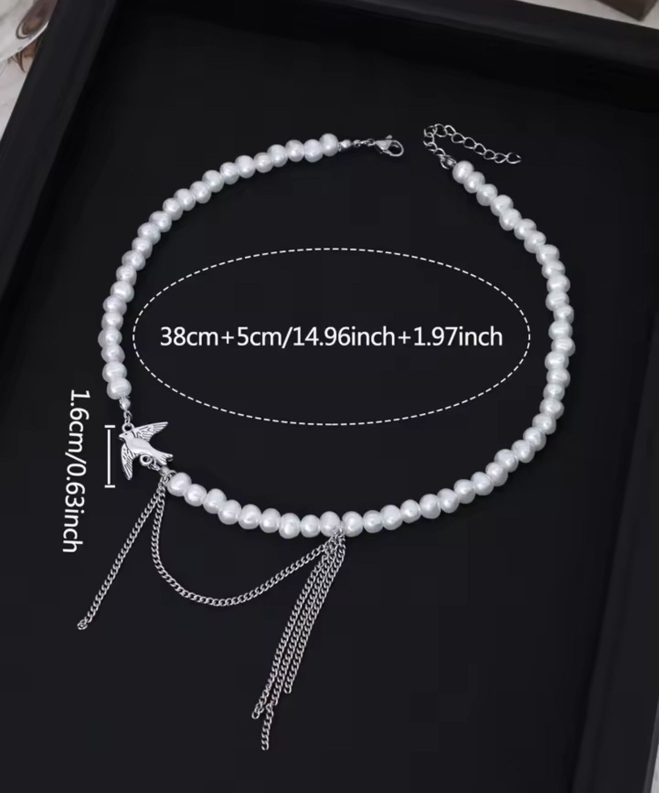 Macys Charm Hip Hop Peace Dove Tassel Pearl Beads Clavicle Chain Size ONE SIZE - 3 Thumbnail