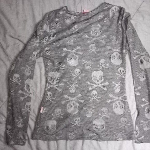 Tripp NYC Vintage Y2K Tripp NYC Skulls Royal Bones Mesh Top Shirt Size M / US 6-8 / IT 42-44 - 6 Thumbnail
