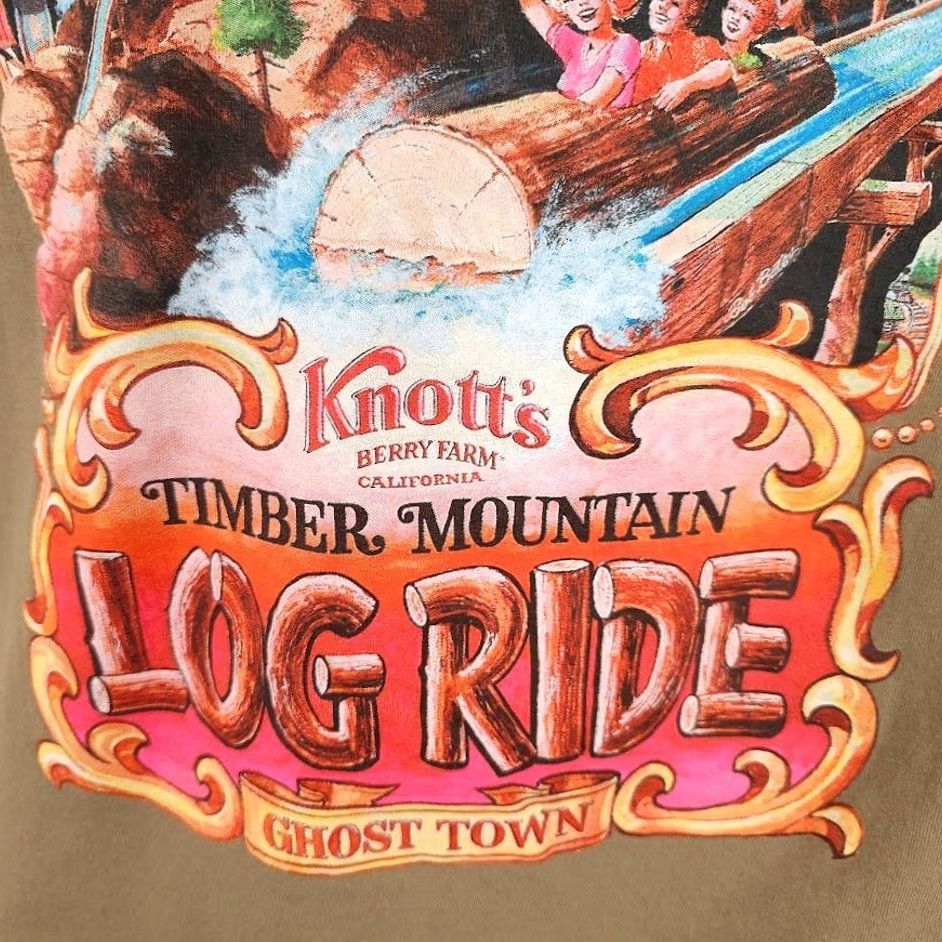 Vintage Knotts Berry Farm T Shirt Mens Large Brown Timber Mountain Log Ride Crew Neck Cotton Short Sleeve Size US L / EU 52-54 / 3 - 4 Thumbnail
