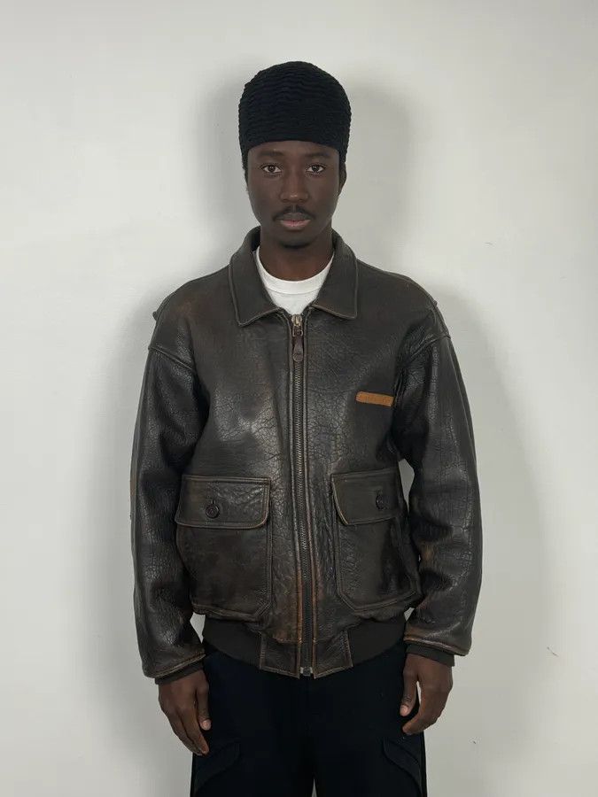 Avirex 2000s Avirex Brown Pilot Aviator Bomber Jacket Size US M / EU 48-50 / 2 - 2 Thumbnail