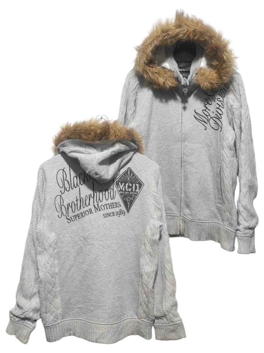 Pre-owned Hysteric Glamour X If Six Was Nine Mcd More Core Division Zip Fur Hoodie Knit I6w9 Lgb Style In Grey