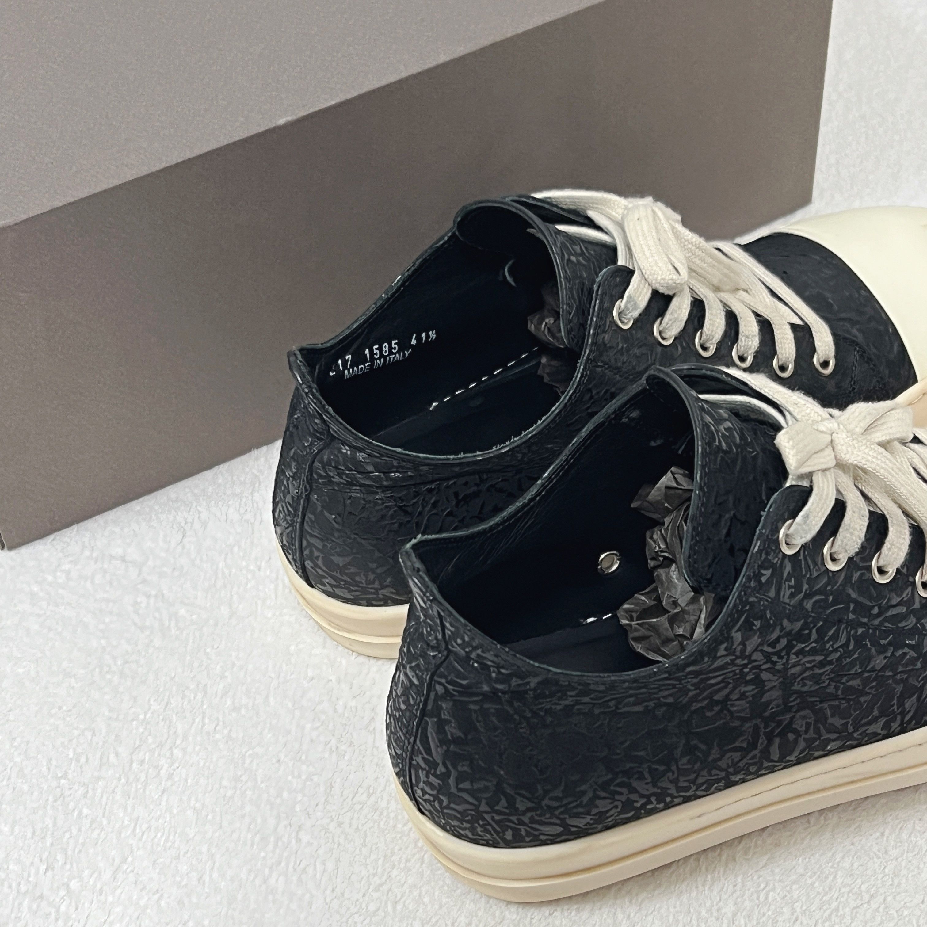 Rick Owens Rick Owens SS17 SCARPE IN PELLE LOW SNEAKERS BLACK/WB Size US 8.5 / EU 41-42 - 4 Thumbnail