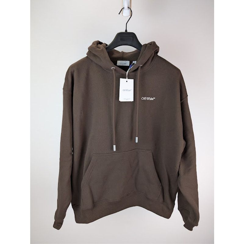 Off-White o1rshd1 Logo Skate Hoodie in Chocolate / White Size US M / EU 48-50 / 2 - 3 Thumbnail