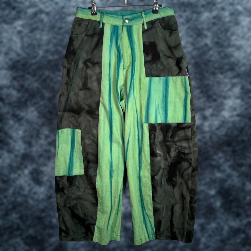 Vintage Wood & Mountain Womens Size Large Tie-Dye Green & Black Pants Wide-Leg Size 36" / US 14 / IT 50 - 1 Thumbnail