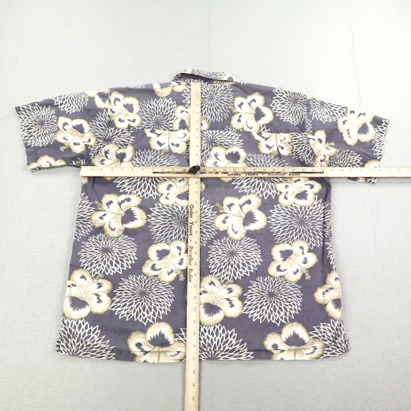 Vintage VINTAGE Splatt Men's Shirt Large Cotton Hawaiian Floral Short Sleeve Surfer Y2K Blue Gray Size US L / EU 52-54 / 3 - 6 Thumbnail