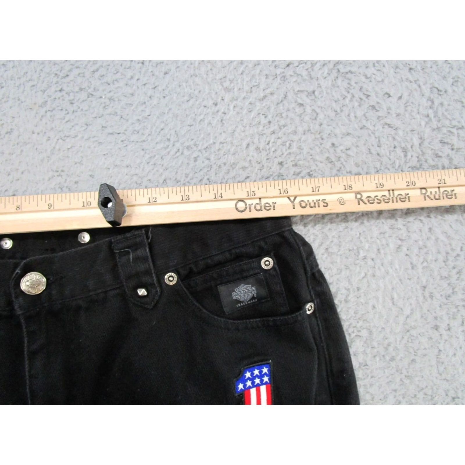 Harley Davidson VINTAGE Harley-Davidson Patch Logo Black Denim Jeans Women's Size 12 Biker Read Size 34" / US 12 / IT 48 - 4 Thumbnail
