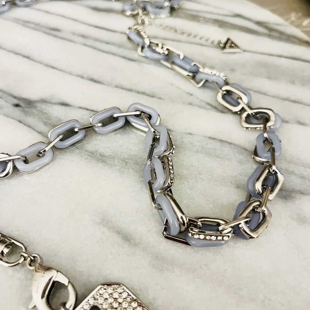 Guess Guess Dog Tax Necklace Silver Blue Chain Y2K Style Size ONE SIZE - 5 Thumbnail