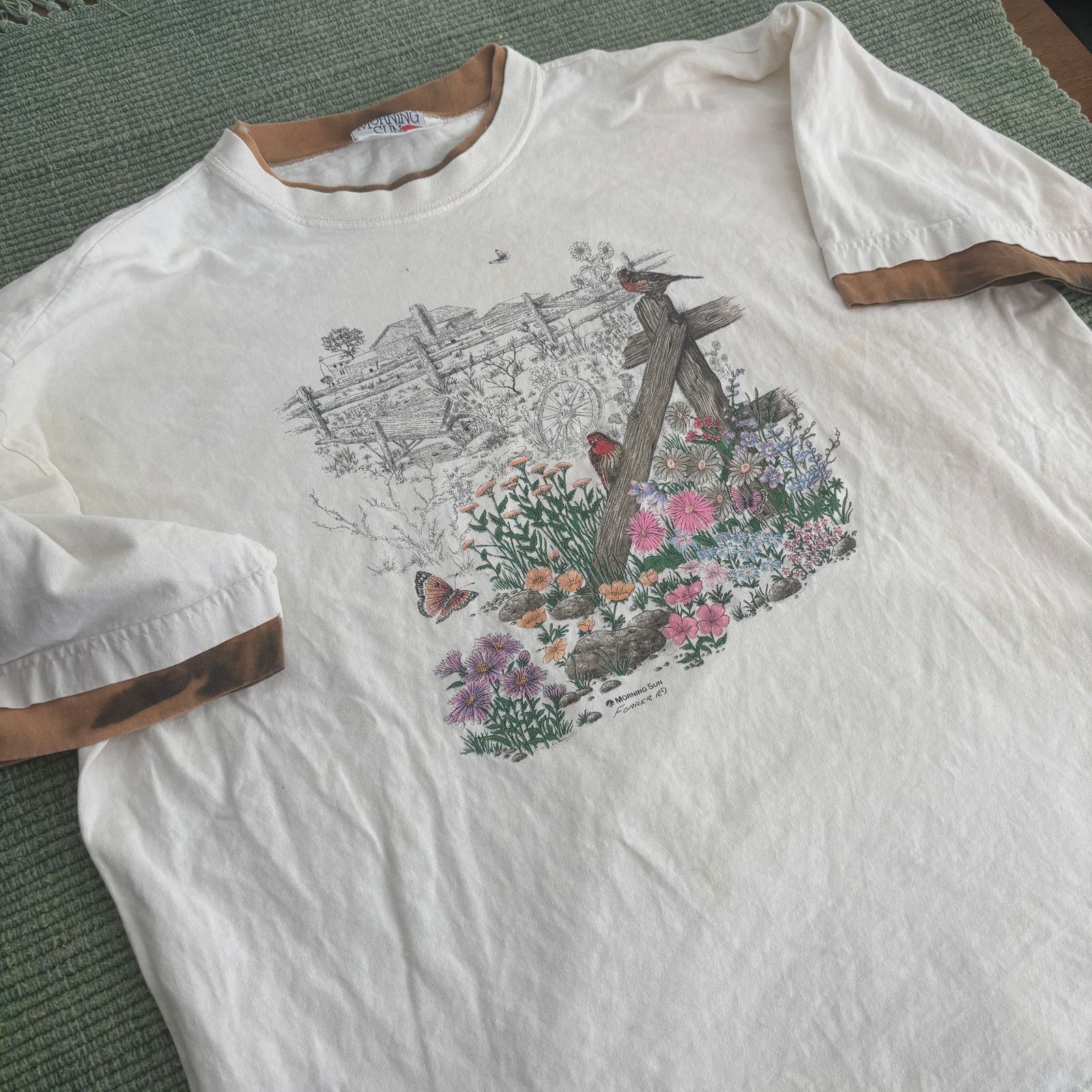 Vintage Vintage 90s big size morning sun nature grandma tee shirt Size US XXL / EU 58 / 5 - 7 Thumbnail